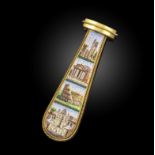 A micromosaic desk seal, second half 19th century, the handle set with micromosaics depicting the