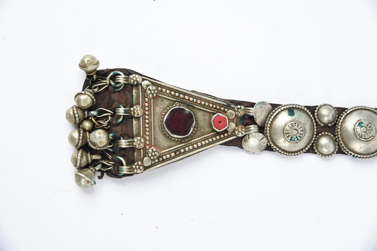 λA Bedouin amulet chest ornament cloth with numerous sewn on amulets and beads, 62cm long, and three - Bild 11 aus 27
