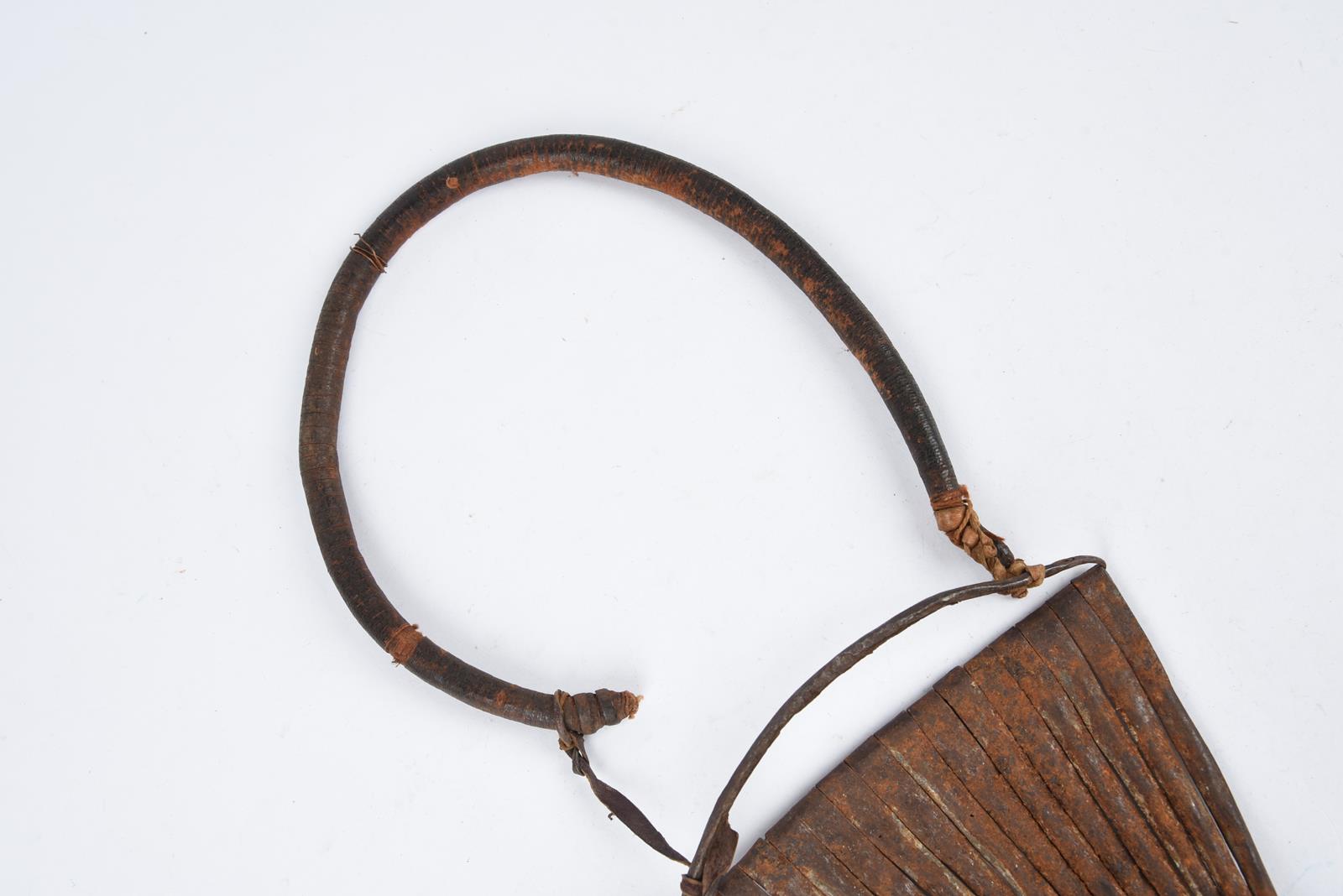 Three Kirdi cache sexe Cameroon iron with fibre and leather, 36cm and 44cm long. (3) Provenance Romy - Image 12 of 18