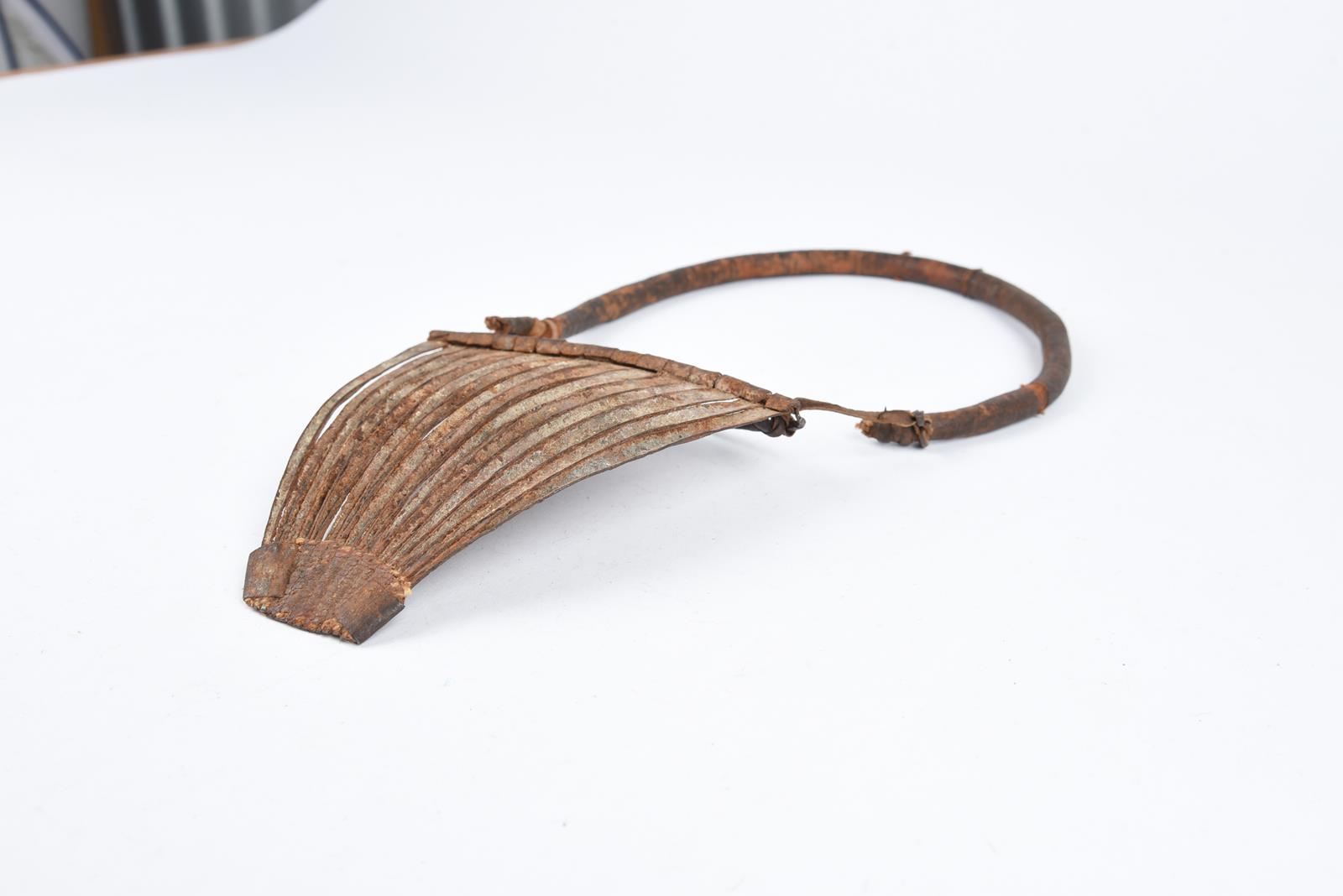 Three Kirdi cache sexe Cameroon iron with fibre and leather, 36cm and 44cm long. (3) Provenance Romy - Image 10 of 18