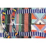 Four pairs of South African beaded anklets Zulu and Xhosa coloured glass beads, the striped pair,