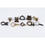 Ten African brass rings Mali, Ghana and Ivory Coast including an Ashanti gold weight type with a