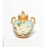 A Royal Worcester vase and cover, date code for 1906, of shape 1515, painted by Charley Baldwyn with