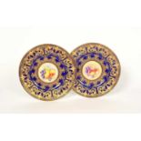 A pair of large Royal Worcester cabinet plates, 2nd half 20th century, painted by P Stanley and S