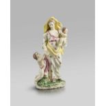 A Bow figure of Charity, c.1752-55, by the Muses modeller, modelled as a Classical maiden wearing
