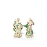 A near pair of Plymouth figures of Spring and Autumn, c.1770, from a series of the Four Seasons,