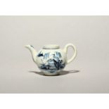 A rare Philip Christian (Liverpool) miniature blue and white teapot, c.1770, painted to both sides