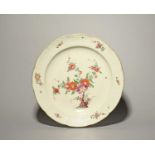 A massive Frankenthal dish or charger, c.1760, painted in the manner of A F Löwenfinck with