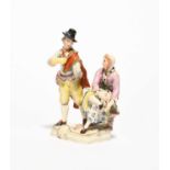 A small Ludwigsburg figure group, c.1765-70, probably emblematic of Winter, modelled with a woman