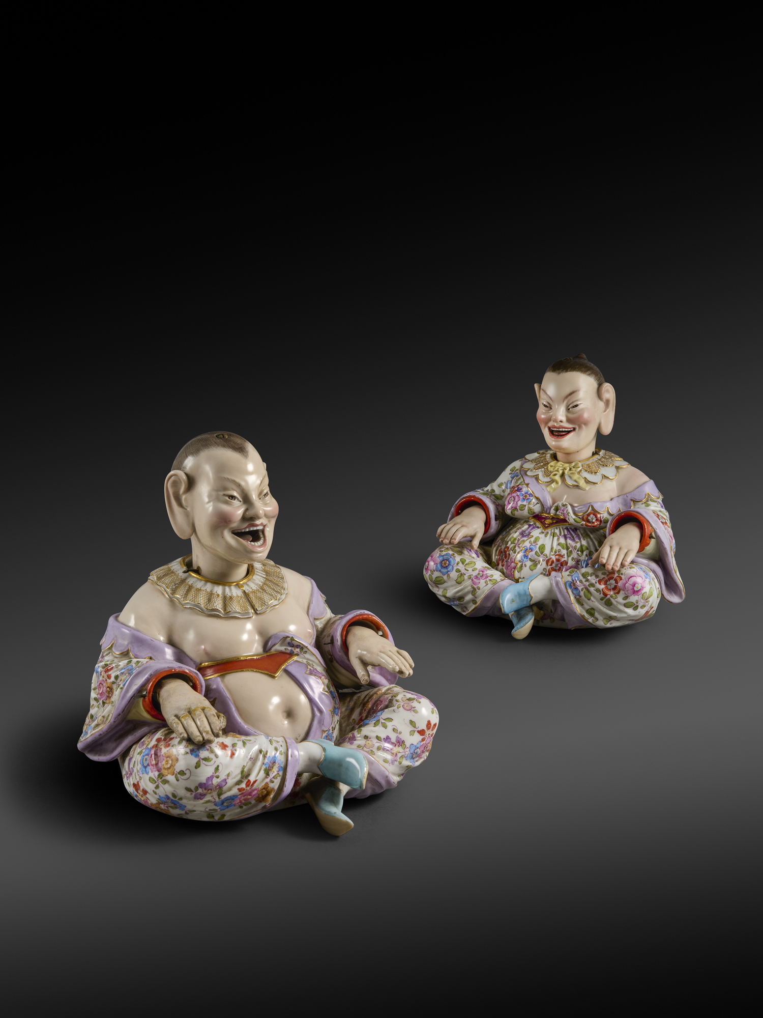 Two Meissen pagoda figures, late 19th/20th century, modelled as a Chinaman and his female companion, - Image 6 of 6
