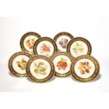 Eight de Foësy (Paris) porcelain fruit plates, 1st half 19th century, painted to the wells with