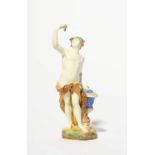 A Naples figure of Bacchus, 18th century, draped in a fur loin cloth and wearing a diadem of