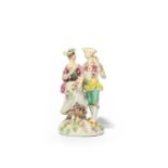 A Derby 'Pale Family' figure group of a young couple, c.1756-58, possibly emblematic of Spring,