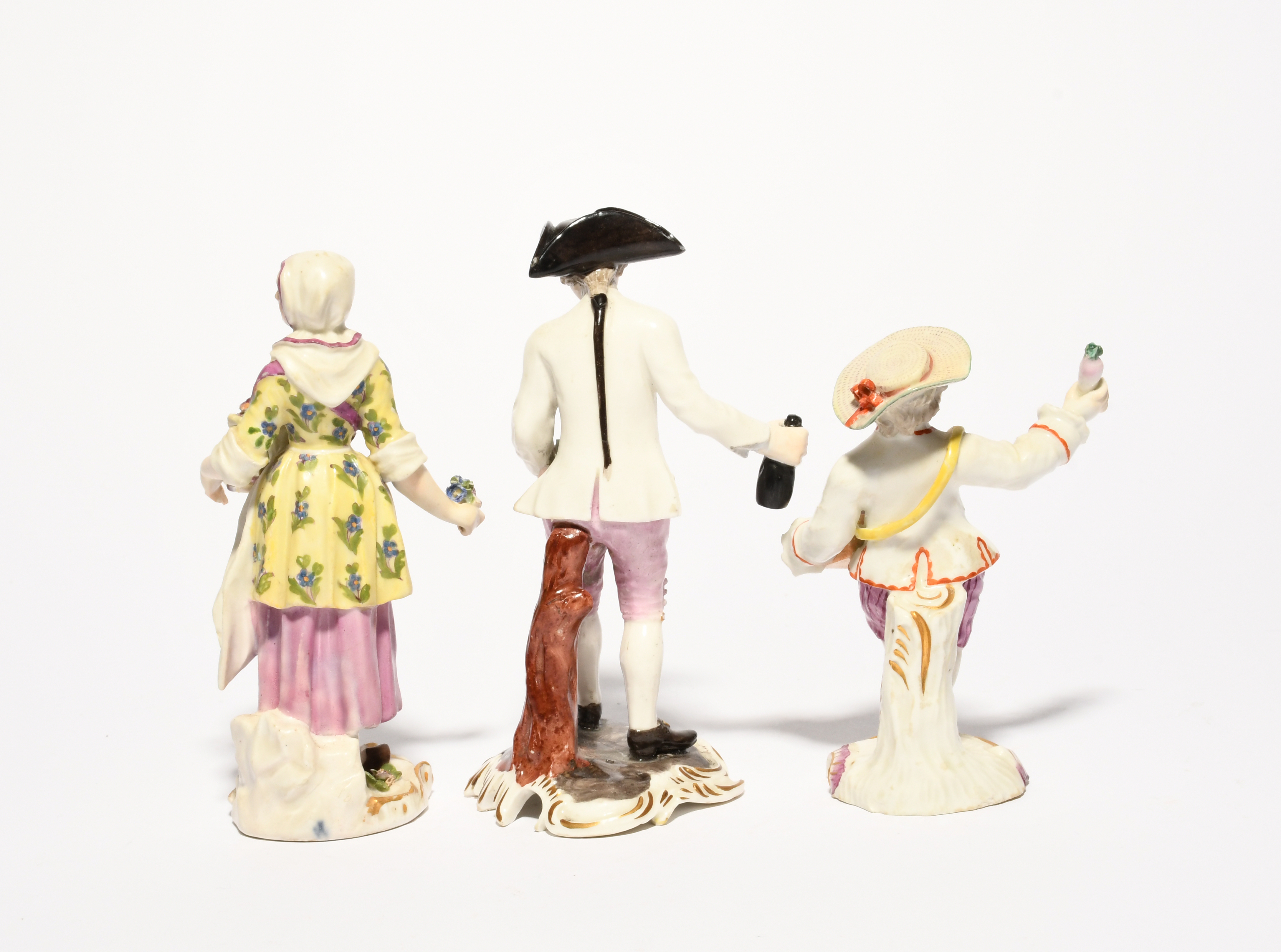 Three German porcelain figures of traders, 18th century, one Frankenthal of a beer seller, - Image 2 of 3