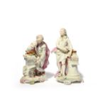 A matched pair of Derby figures of Shakespeare and Milton, c.1770-80, each well modelled and leaning