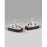 A good pair of French bisque porcelain figures of Madame de Pompadour as a sphinx late 18th century,