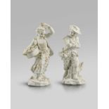 A rare pair of Bristol figures of Summer and Winter, c.1775, from the Rustic Seasons series,