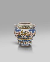 An early Brislington delftware vase or jar, c.1705-15, painted in blue, red, green and yellow with a