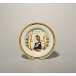 A Delft 'Orangist' portrait plate, c.1790, painted in polychrome enamels with a portrait of Prince