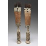 Two Fante dollsGhanaboth with tufts of hair and applied brass tacks, the backs and sides of the