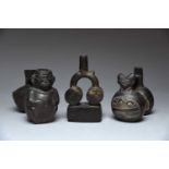 Three Chimu stirrup vessels