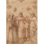 Circle of Filippo BelliniStudy of three male saintsPen and brown ink and wash, with an