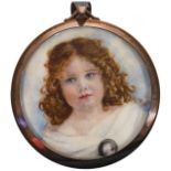 λHannah Myers (act.1893-1913) Portrait miniature of a young girl