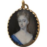 Circle of Susannah-Penelope RossePortrait miniature of a lady wearing a blue dressOn vellum, oval in