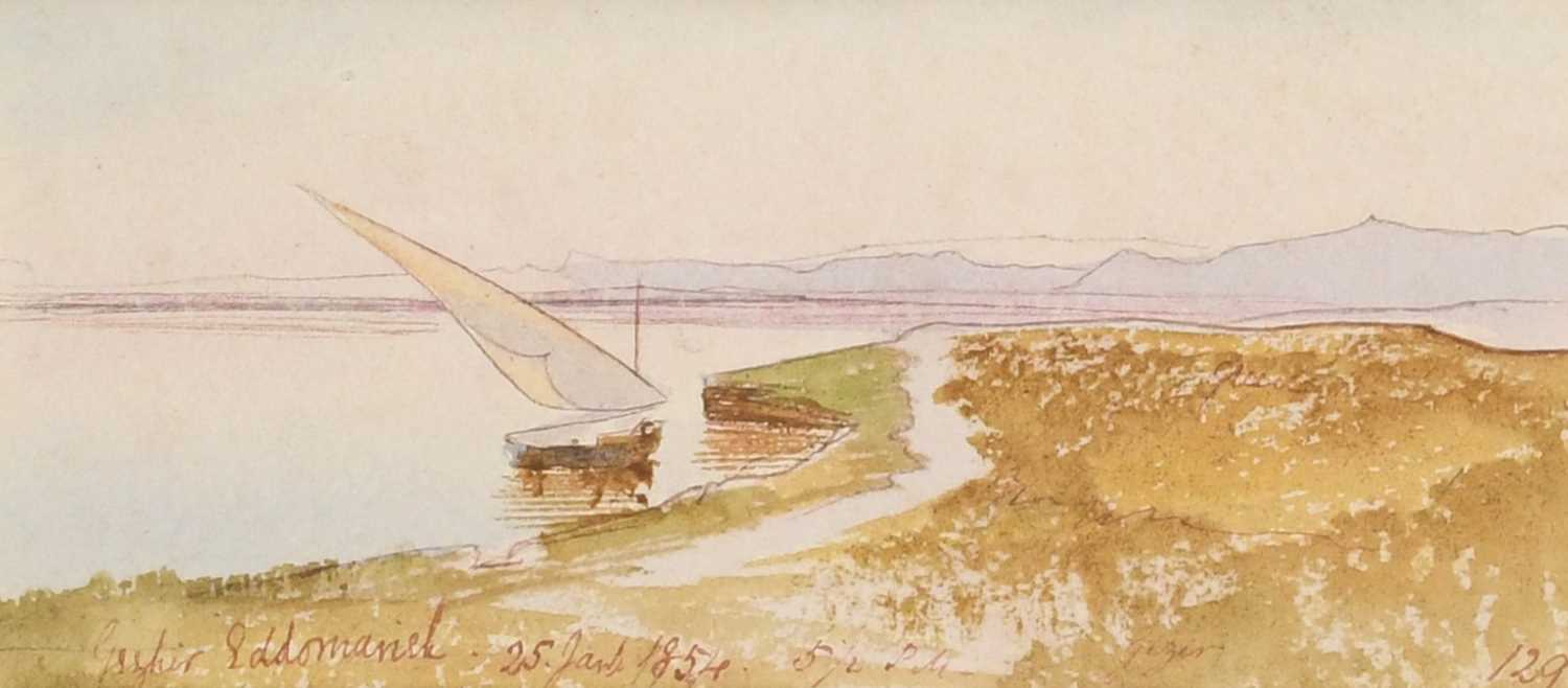 Edward Lear (1812-1888)A view on the NileIndistinctly inscribed and dated G*zkir Eddomarie* 25 Jan - Image 2 of 8