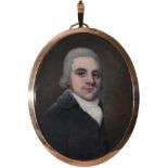 λ λFrançois Ferrière (Swiss 1752-1839)Portrait miniature of a gentleman wearing a black coat,