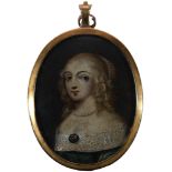 Manner of Cornelius Johnson Portrait miniature of a lady