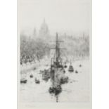 William Lionel Wyllie RA (1851-1931)HMS President with St. Paul's Cathedral beyondSigned W L