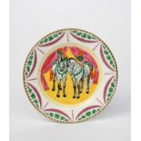 'Circus' a Clarice Cliff Bizarre side plate designed by Dame Laura Knight, printed and enamelled