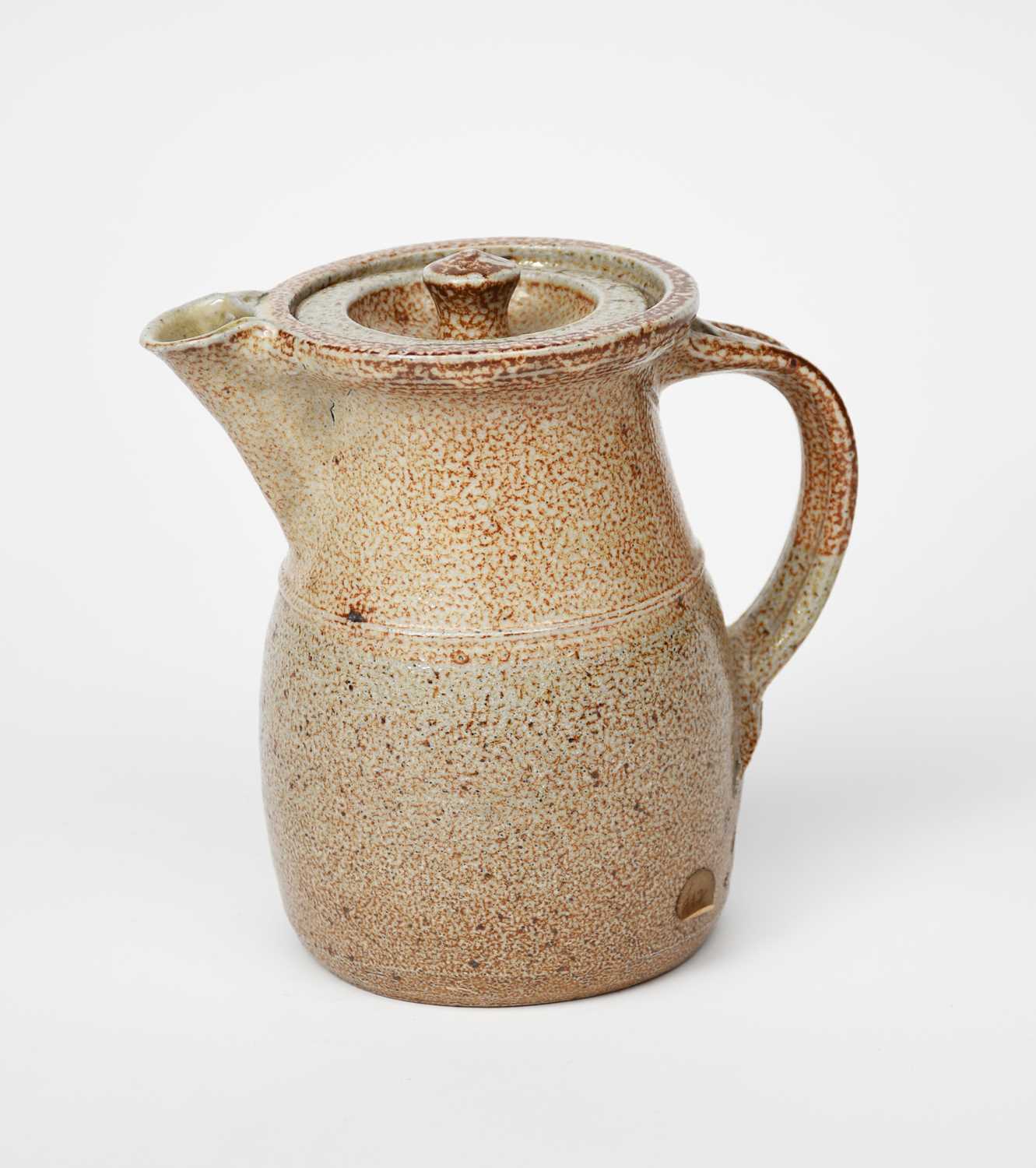 Richard Batterham (1936-2021) a salt-glazed stoneware pint coffee pot and cover, unsigned,