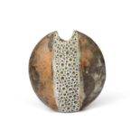‡ Alan Wallwork (1931-2019) Split Form a stoneware vase with grey and brown glazes incised