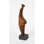 ‡ Peter Hayes (born 1946) Standing figure, canal clay with rust-red glaze, on slate base unsigned