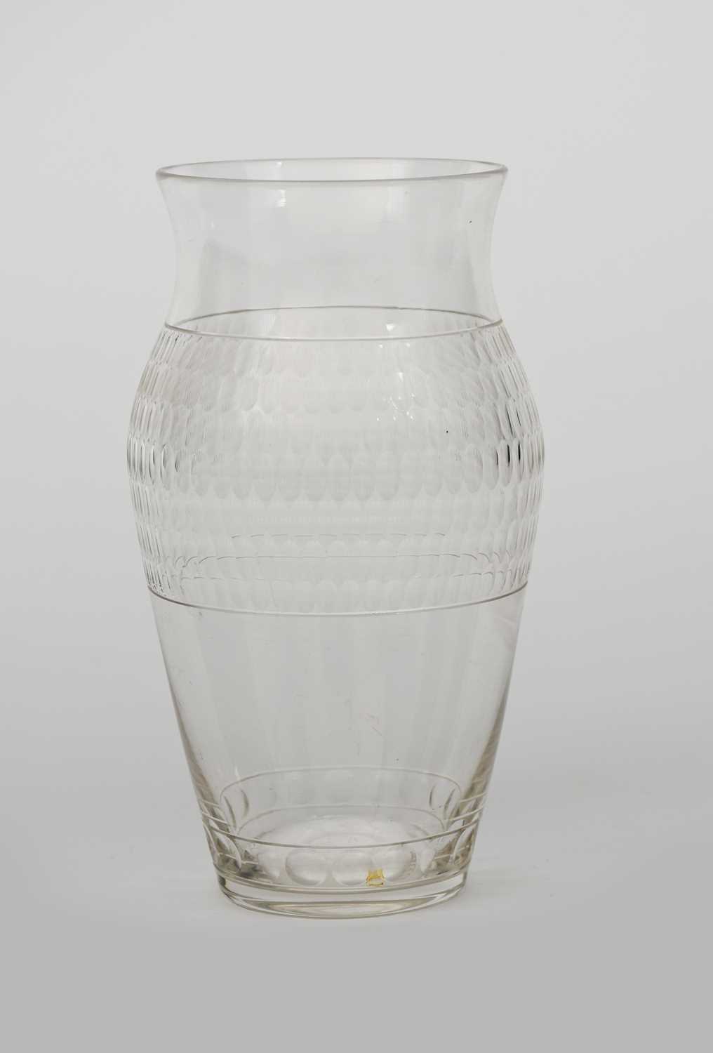 A Powell Whitefriars Roman glass vase designed by Harry Powell, flint glass with cut panel of