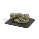 AN ITALIAN MARBLE GRAND TOUR CARVING OF A KNOTTED SNAKE EARLY 19TH CENTURY with green painted