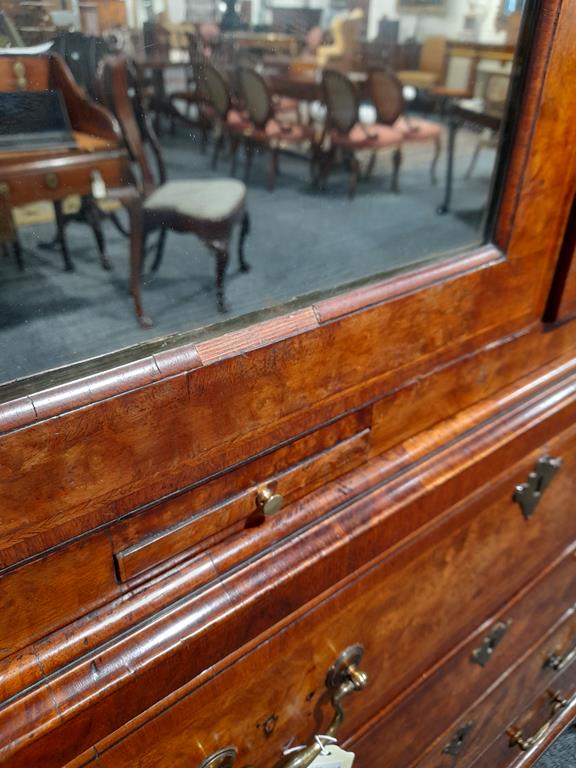 A GEORGE II BURR WALNUT AND WALNUT SECRETAIRE CABINET ON CHESTC.1730with cross and feather - Image 21 of 64
