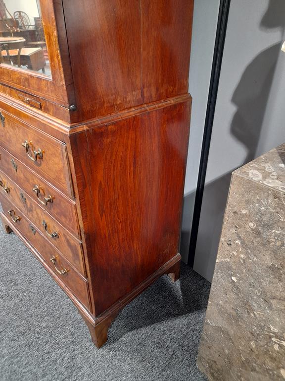 A GEORGE II BURR WALNUT AND WALNUT SECRETAIRE CABINET ON CHESTC.1730with cross and feather - Image 29 of 64