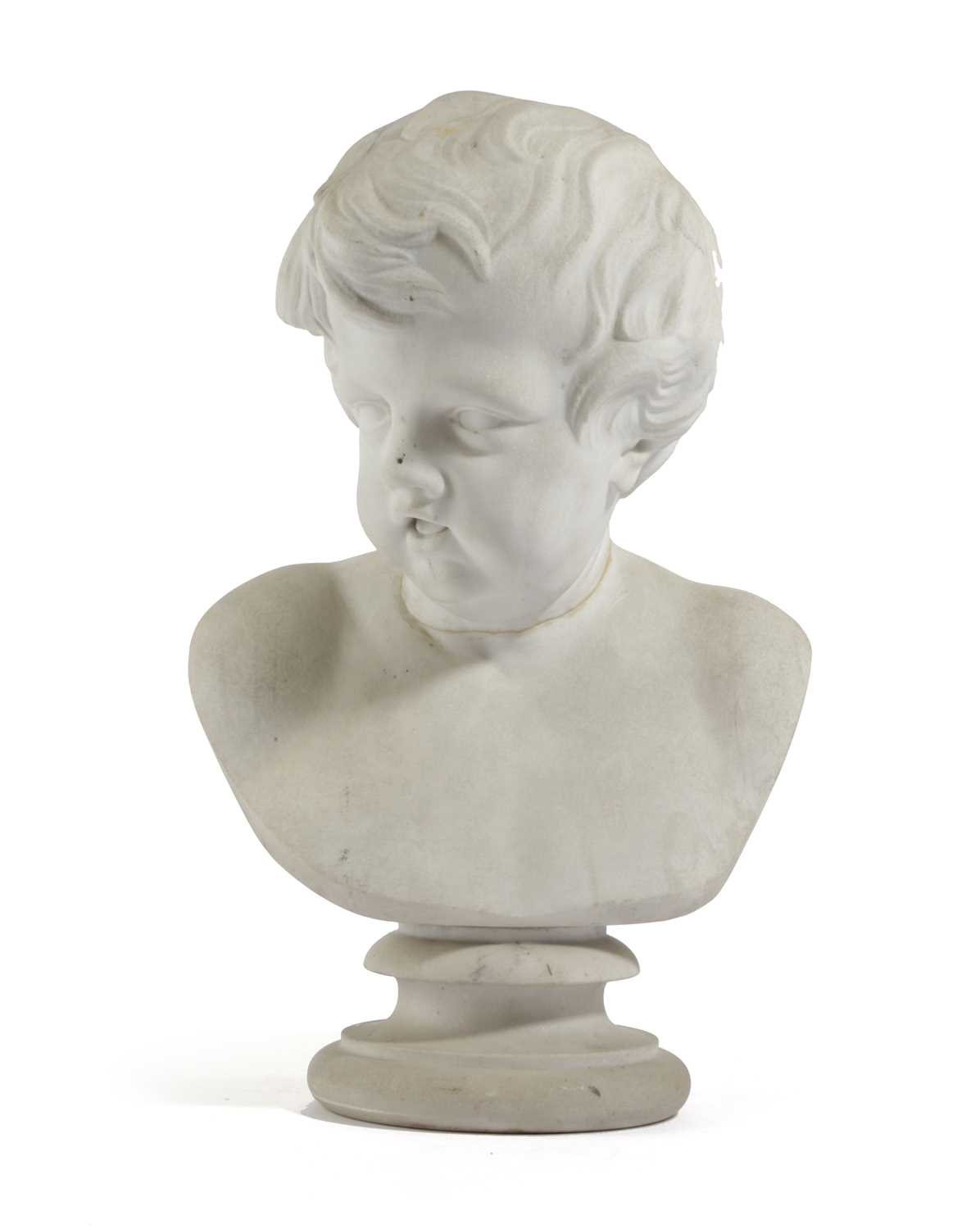 A FRENCH MARBLE BUST OF A YOUNG BOY IN THE MANNER OF FRANCOIS DUQUESNOY (FLEMISH 1597-1643), 18TH