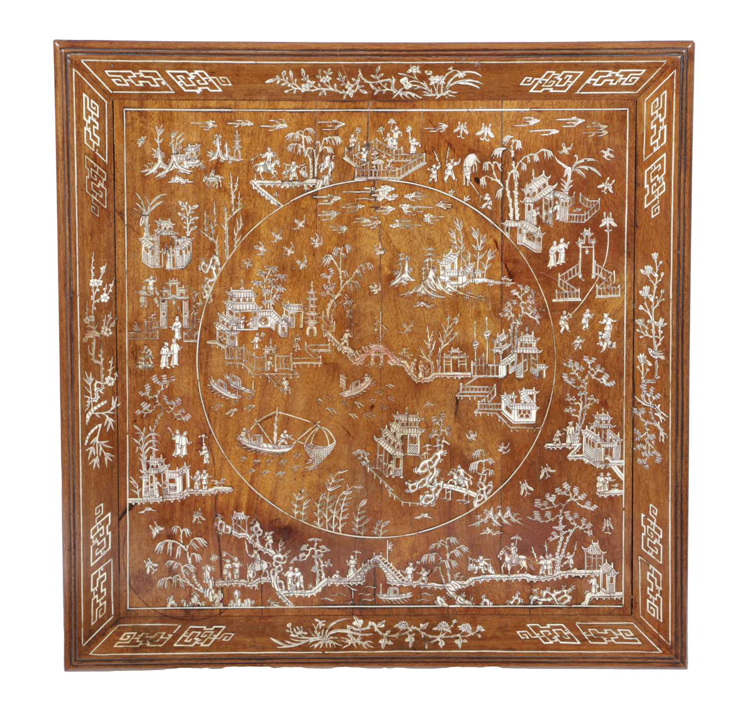 λ A CHINESE HARDWOOD OCCASIONAL TABLE LATE 19TH / EARLY 20TH CENTURY inlaid with bone and ivory, - Image 2 of 3