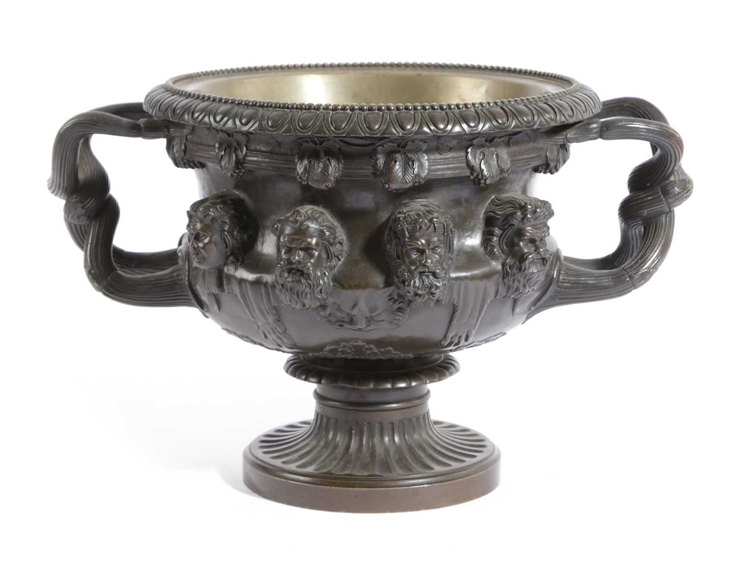 AN ITALIAN BRONZE GRAND TOUR MODEL OF THE ALBANI VASE AFTER THE ANTIQUE, LATE 19TH CENTURY decorated