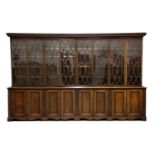 A LATE GEORGE III MAHOGANY LIBRARY BOOKCASE POSSIBLY SCOTTISH, EARLY 19TH CENTURY AND LATER inlaid