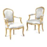 A PAIR OF FRENCH LOUIS XV BEECHWOOD FAUTEUIL MID-18TH CENTURY each with a moulded frame carved