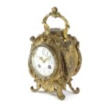 A FRENCH GILT METAL MANTEL CLOCK IN LOUIS XV STYLE, LATE 19TH CENTURY the brass eight day movement