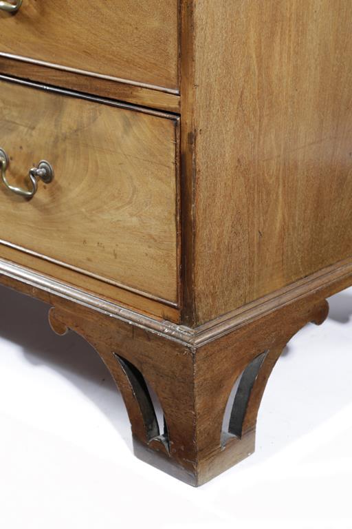 AN EARLY GEORGE III MAHOGANY LINEN PRESS C.1760 the dentil cornice above a pair of fielded - Image 2 of 2