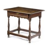 A QUEEN ANNE OAK SIDE TABLE EARLY 18TH CENTURY the frieze drawer with a moulded front on baluster