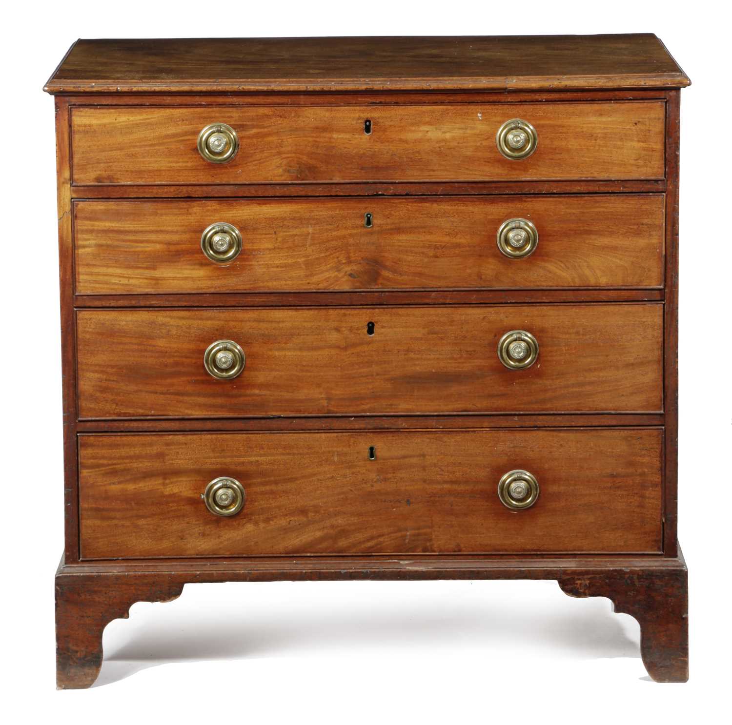 A GEORGE III MAHOGANY CHEST LATE 18TH CENTURY of four long graduated drawers 91.5cm high, 94.7cm
