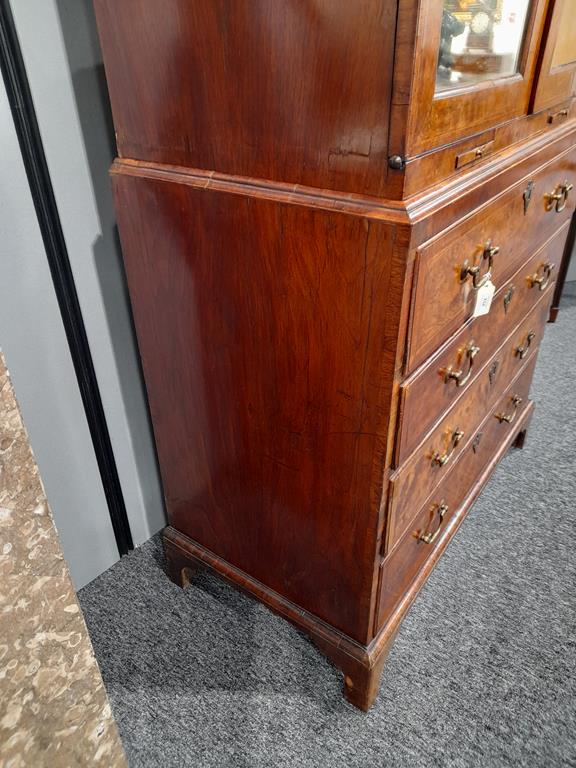 A GEORGE II BURR WALNUT AND WALNUT SECRETAIRE CABINET ON CHESTC.1730with cross and feather - Image 32 of 64